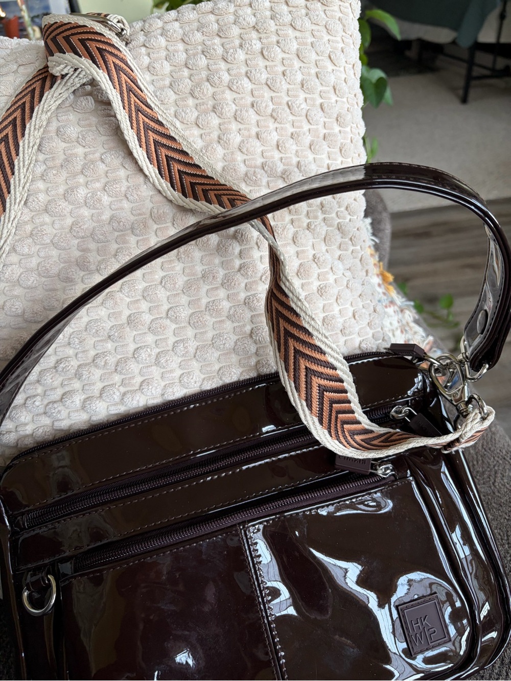 IHKWIP Patent Leather Crossbody Bag in Dark Brown - Picture 7 of 7